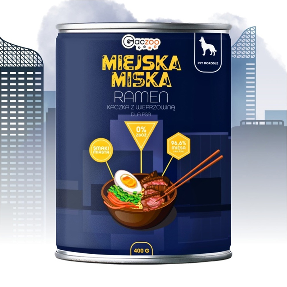 Gaczoo Miejska Miska karma mokra dla psa Ramen Style 400g